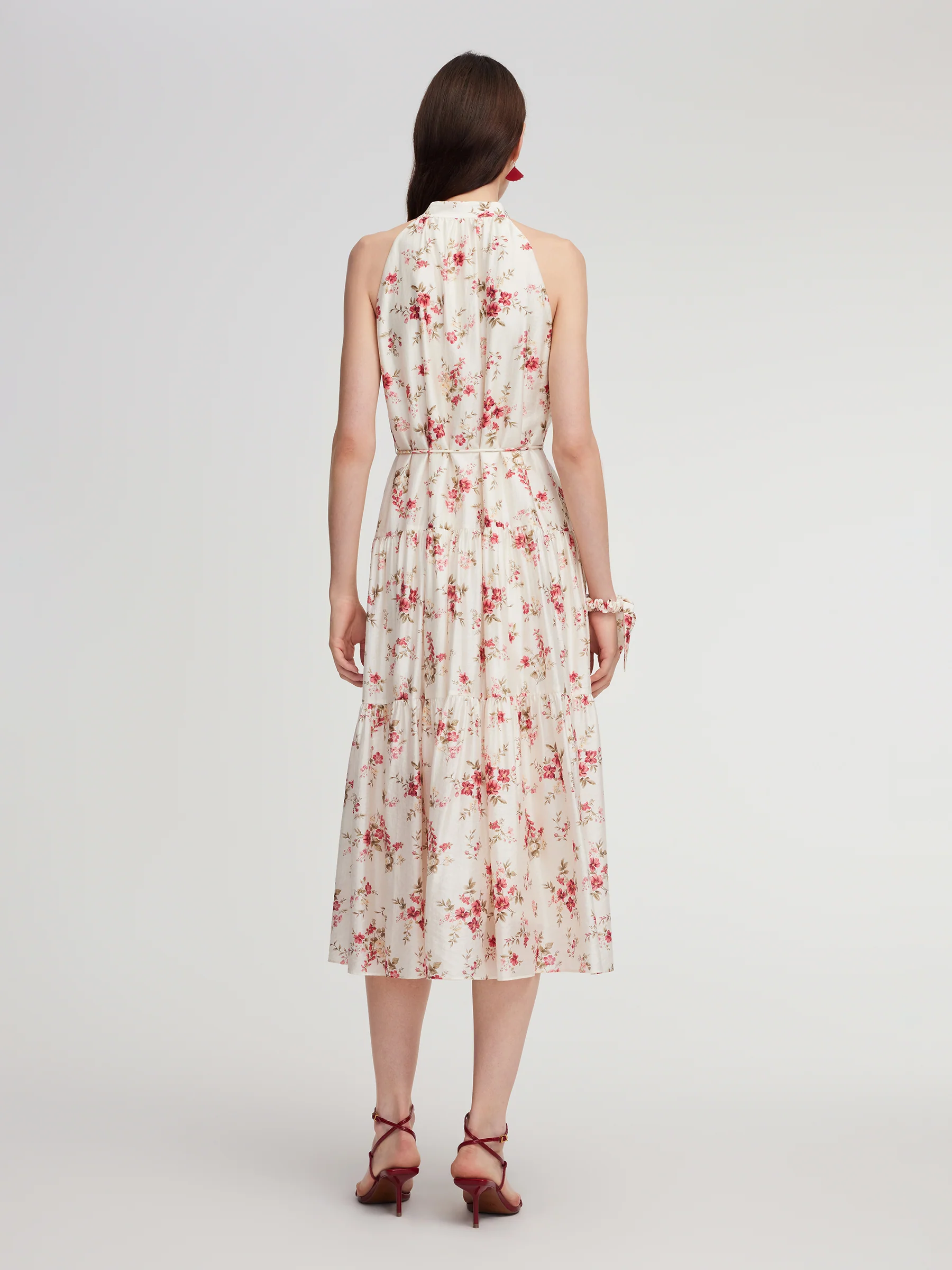 Tencel Blend Floral Print Women Halter Maxi Dress - Image 4
