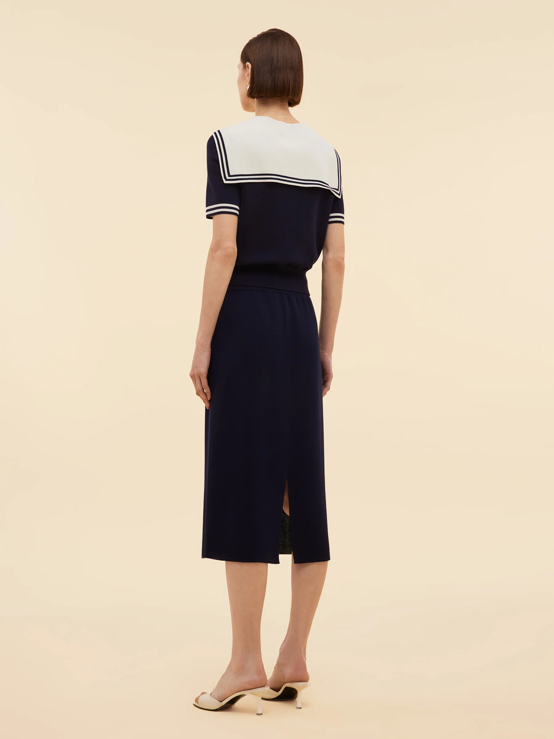 Tencel Blend Knit Top And Column Skirt Two-Piece Set - Image 3