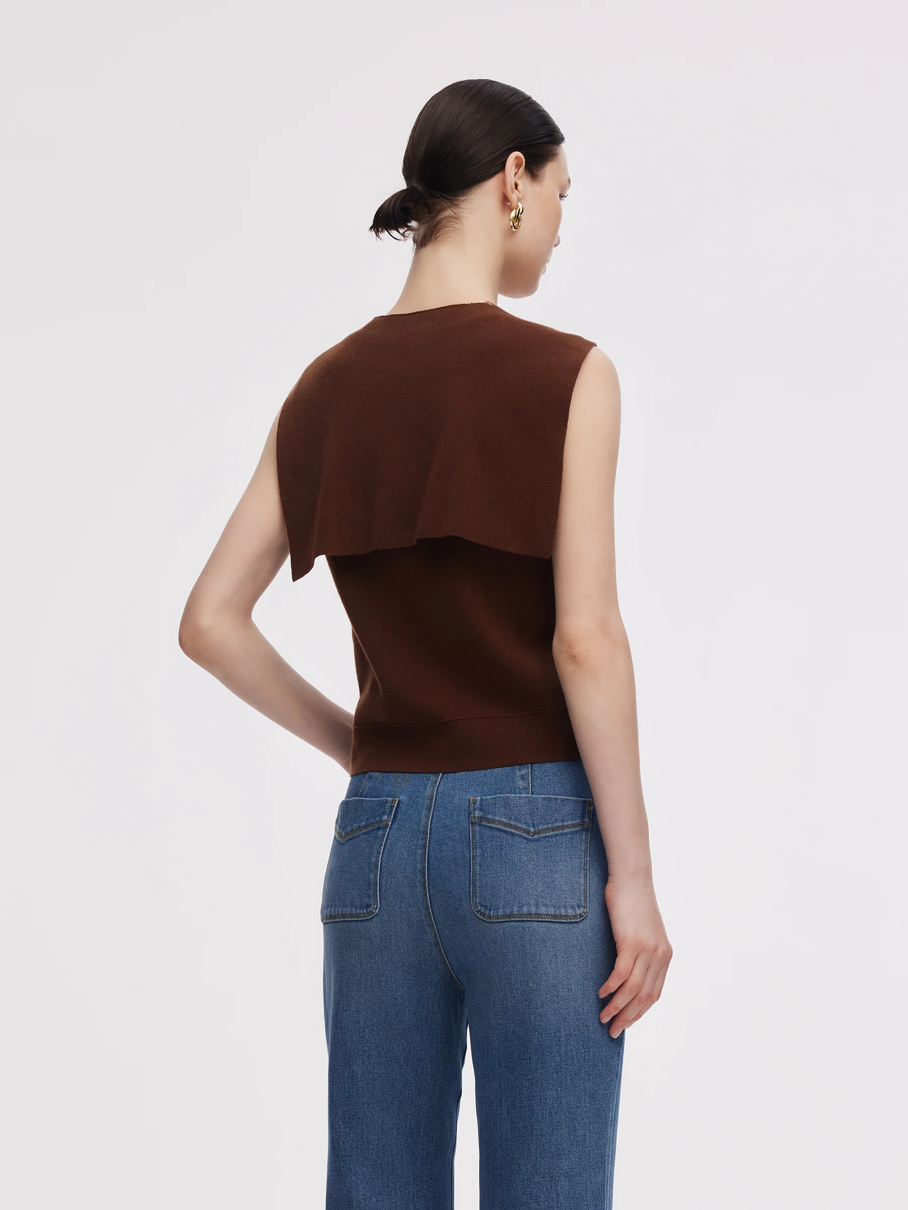 Tencel Blend Knit Vest And Shawl Two-Piece Set - Image 3