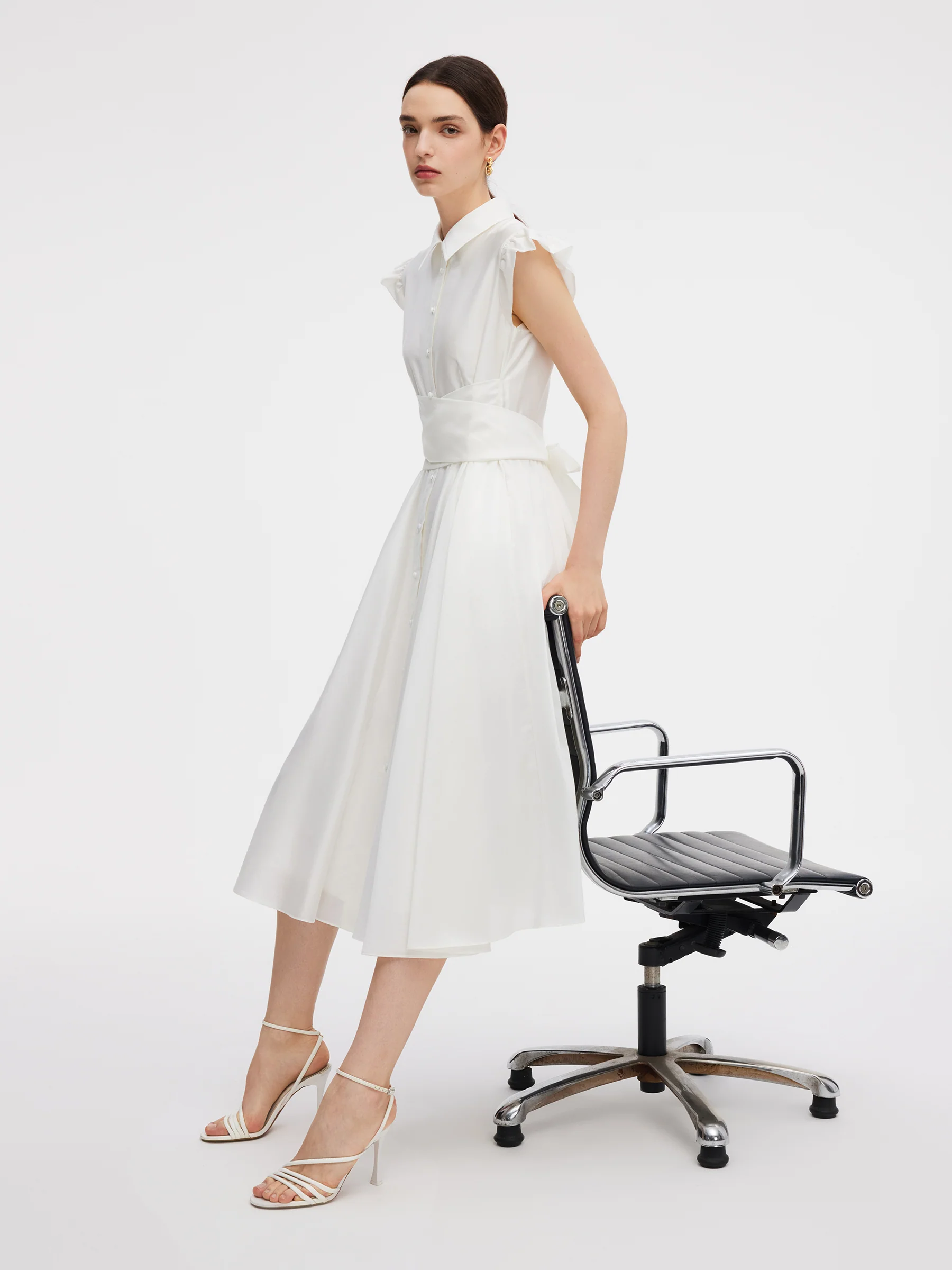 Tencel Blend Ruffle Cap Sleeve Women Maxi Dress - Image 5