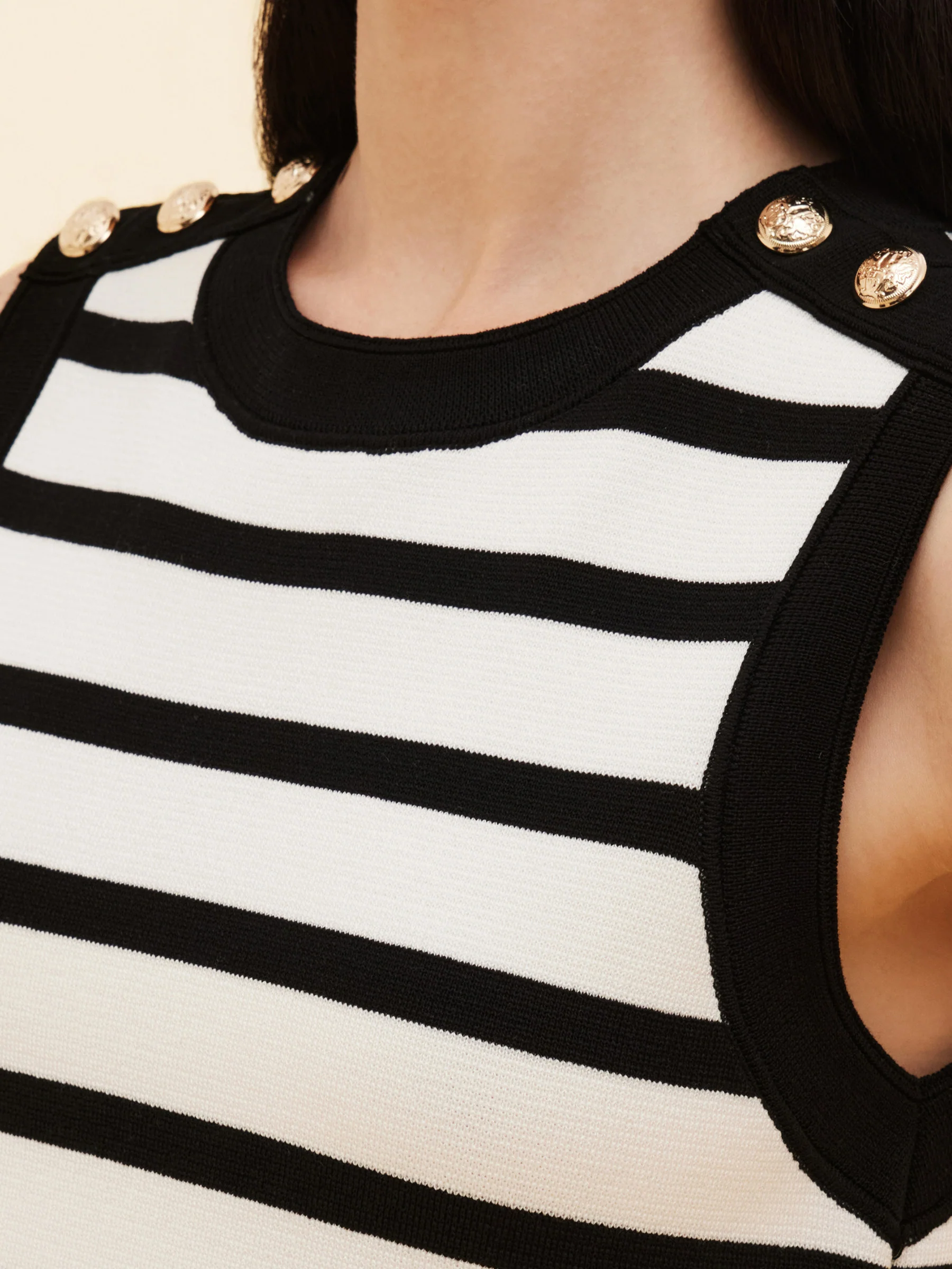 Tencel Blend Stripe Contrast Trim Women Knit Mini Tank Dress - Image 5
