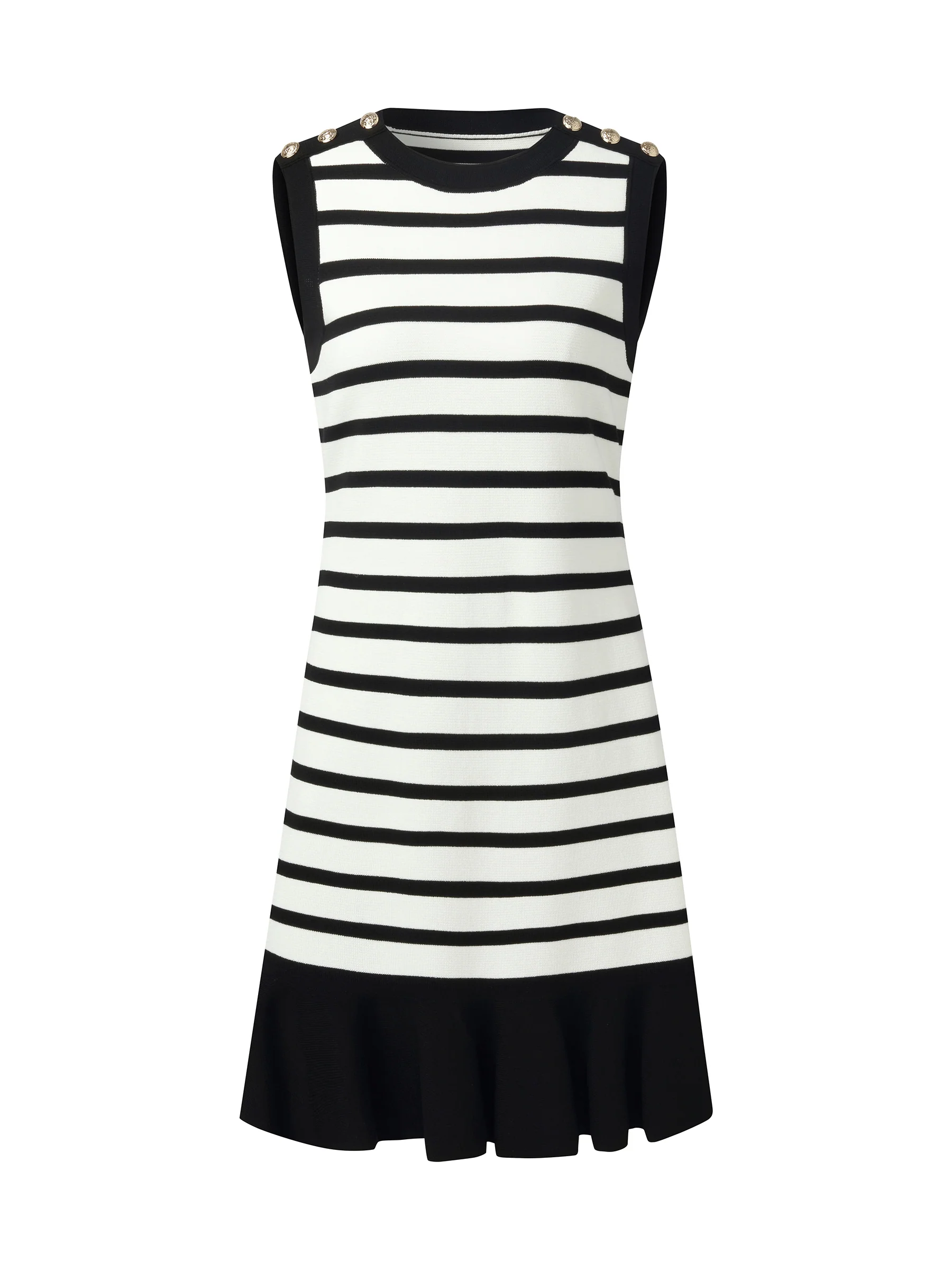 Tencel Blend Stripe Contrast Trim Women Knit Mini Tank Dress - Image 6