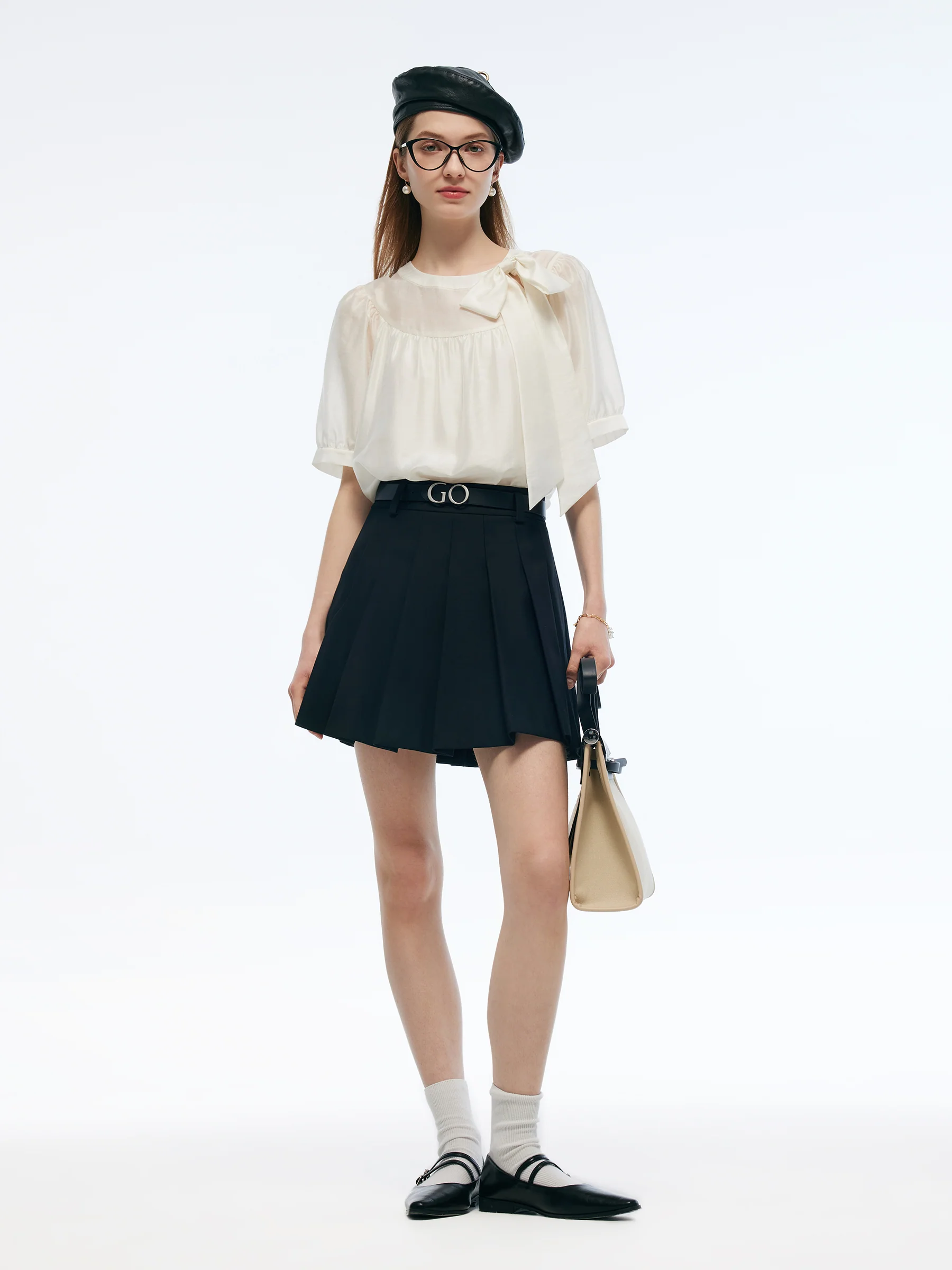 Tencel Blend Women Puff-sleeved Blouse - Image 2