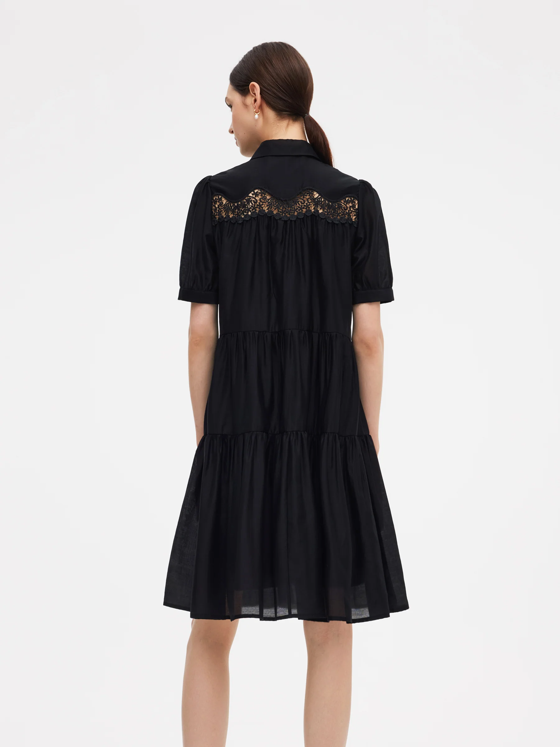 Tencel Blend Women Tiered Mini Dress With Ribbon - Image 10