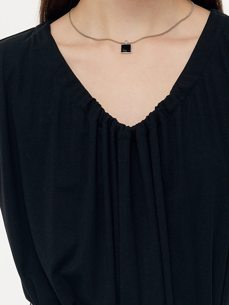 Tencel Knit Women Sleeveless Midi Dress With Leather Belt - Image 2