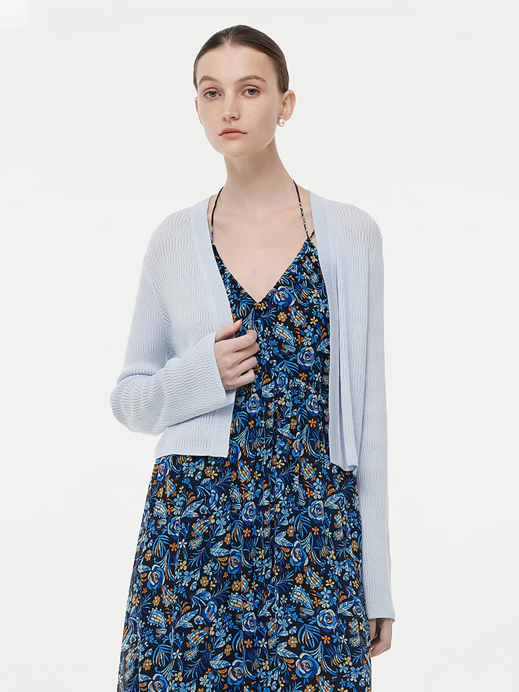 Tencel Stretch Women V-Neck Cardigan