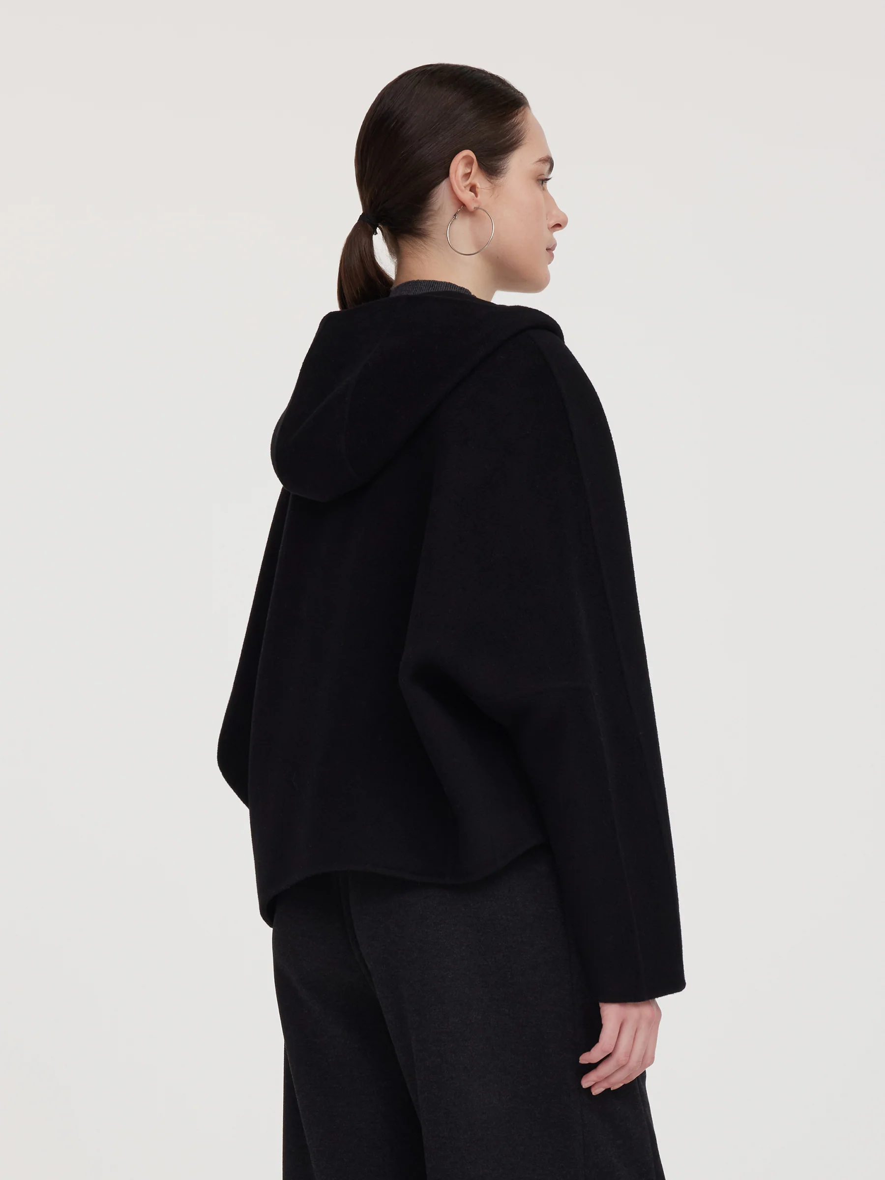 Tencel Wool Blend Double-Faced Hooded Women Jacket - Image 3