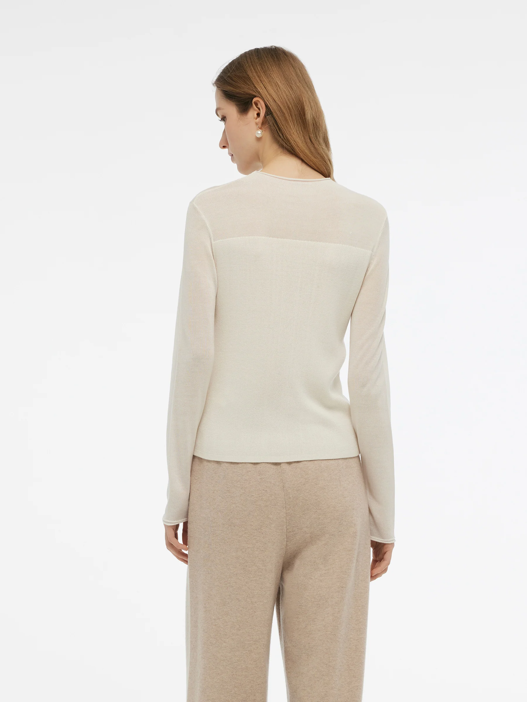 Tencel Wool Blend Women Flower Knit Top - Image 3
