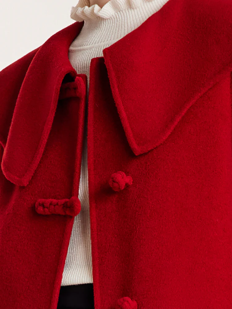 Tencel Wool Cheongsam Button Double-Faced Women Coat - Image 6
