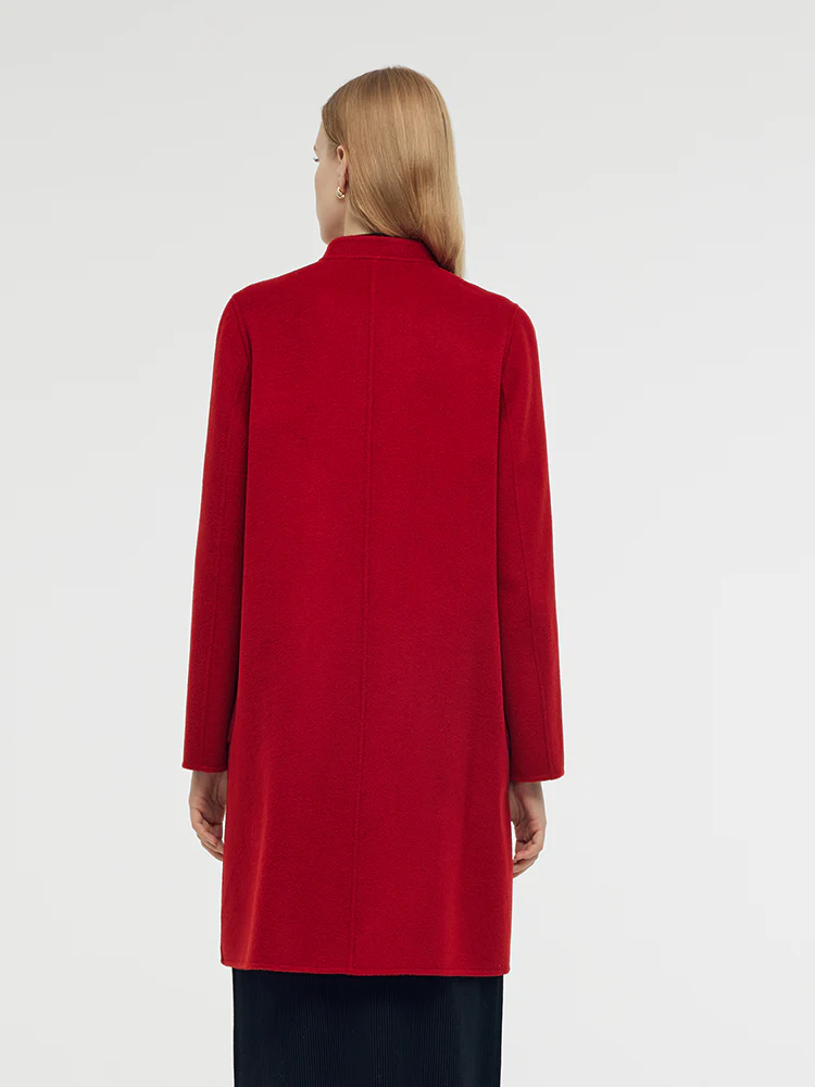 Tencel Wool Cheongsam Button Women Coat - Image 4