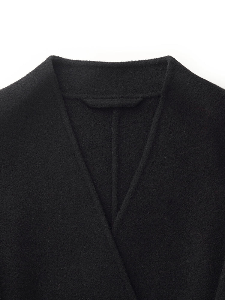 Tencel Wool Women Mid-Length Wrap Coat - Image 9