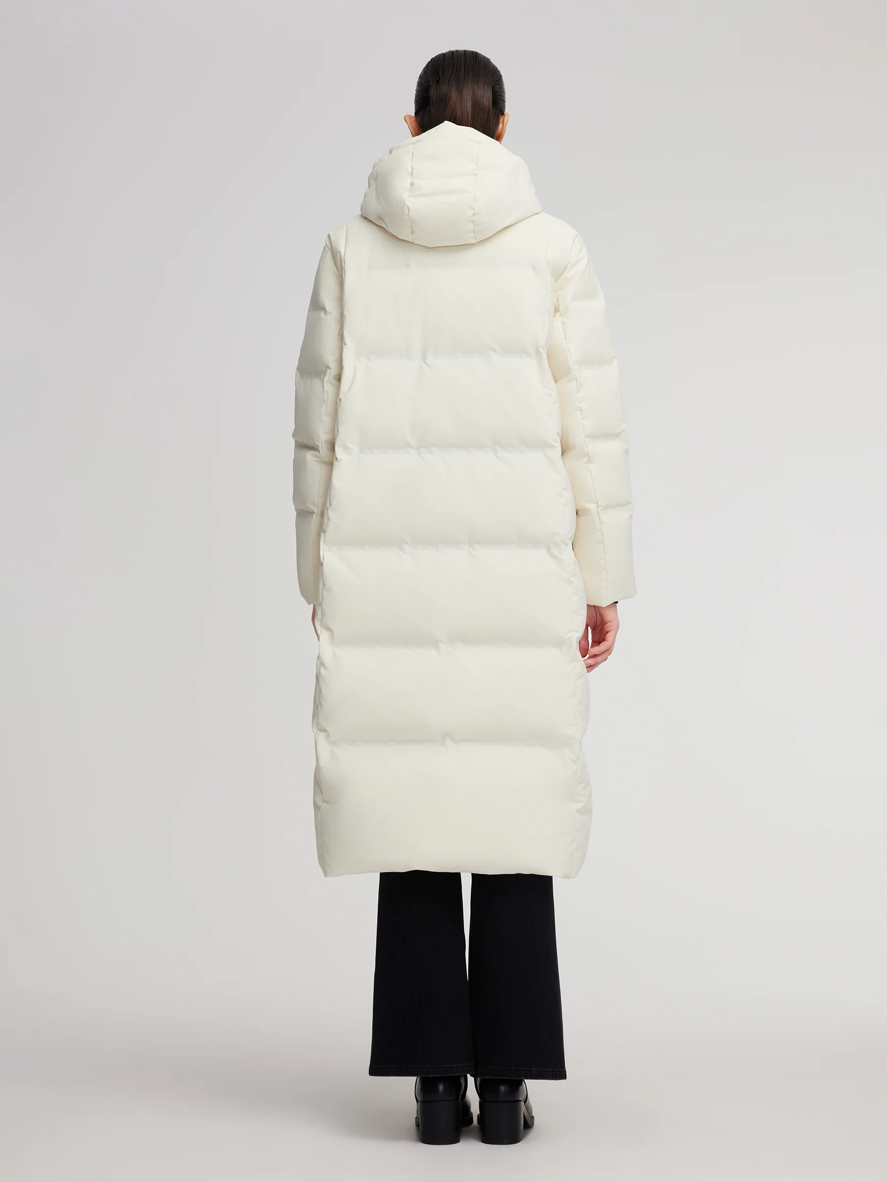 Thermal Tech Back Hooded Unisex Long Goose Down Coat - Image 10