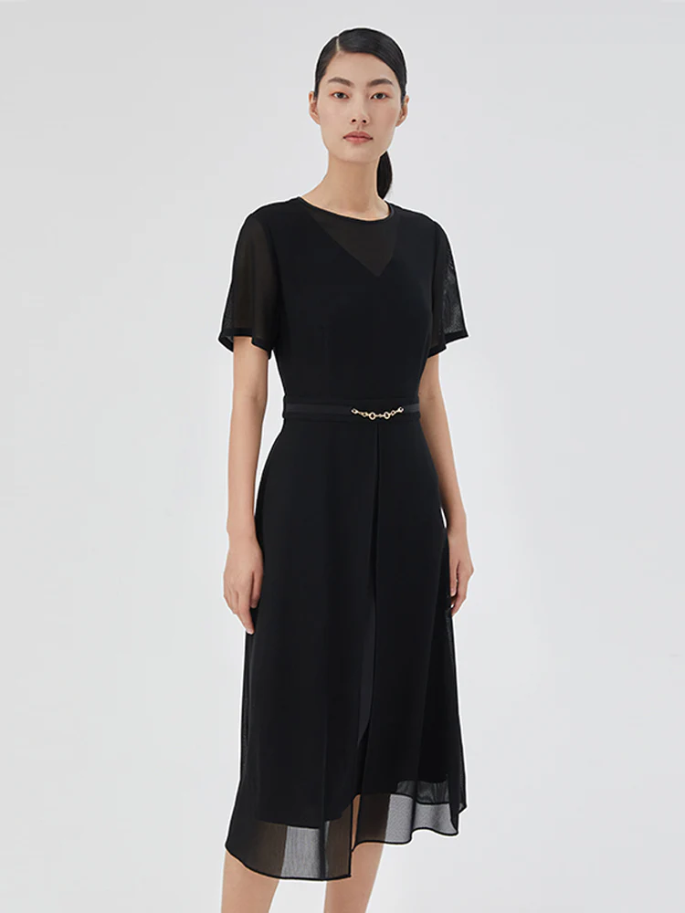 Triacetate And Silk Mesh Women Midi Dress - Image 3