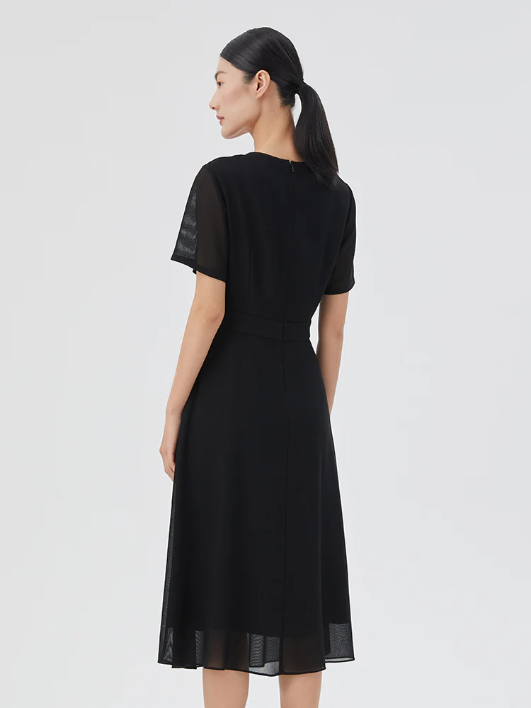 Triacetate And Silk Mesh Women Midi Dress - Image 4