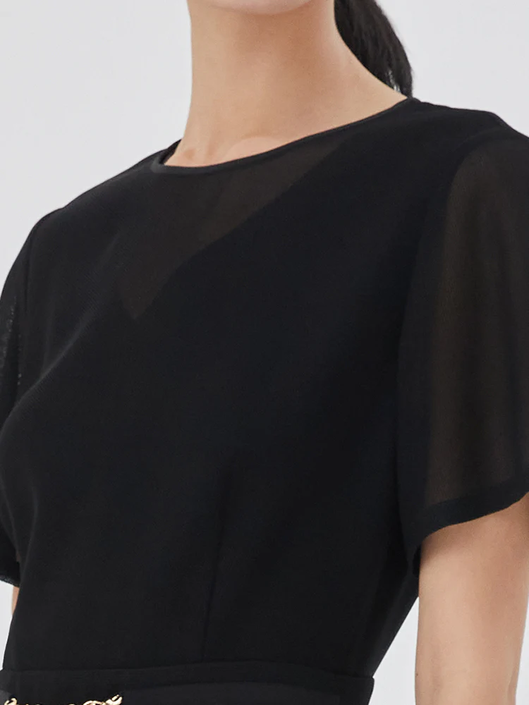 Triacetate And Silk Mesh Women Midi Dress - Image 5