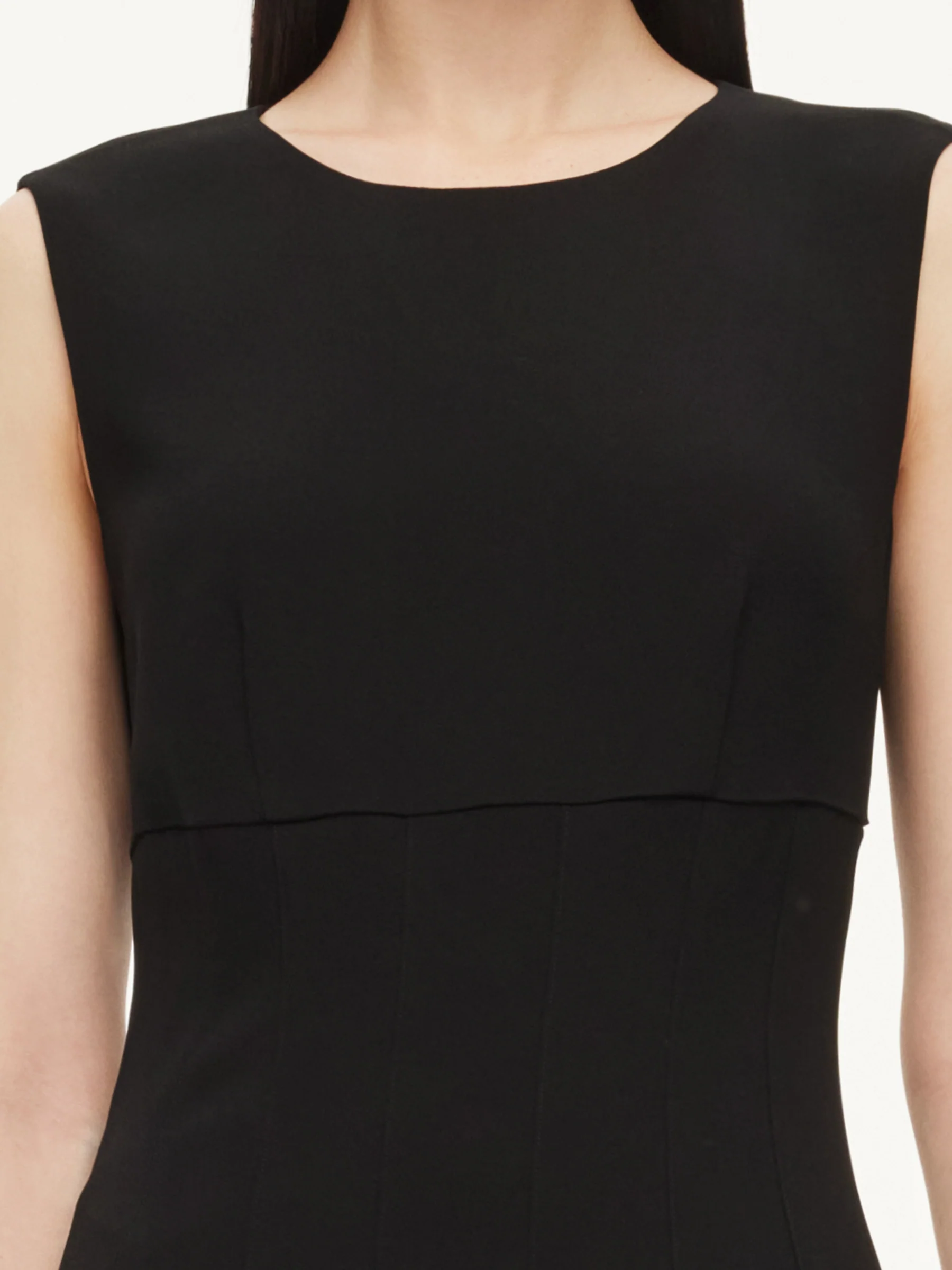 Triacetate Blend Gathered Waist Women Sleeveless Mini Dress - Image 5