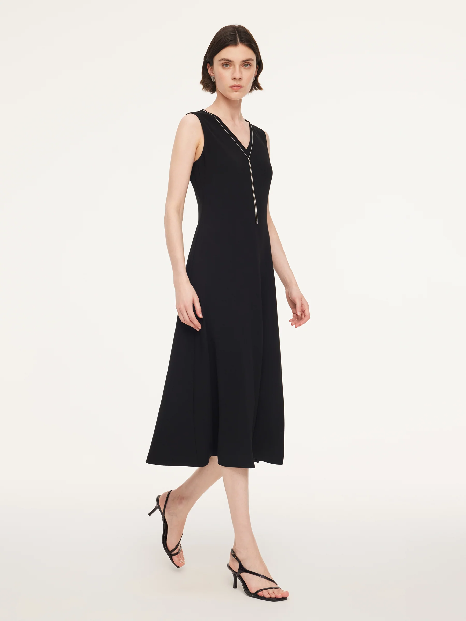 Triacetate Blend V-Neck Women Sleeveless Maxi Dress - Image 2