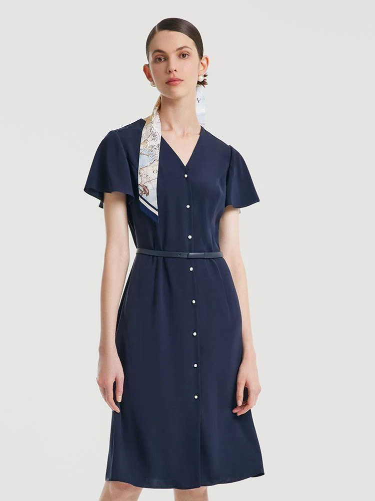Triacetate Dress With Belt And Silk Scarf - Image 10