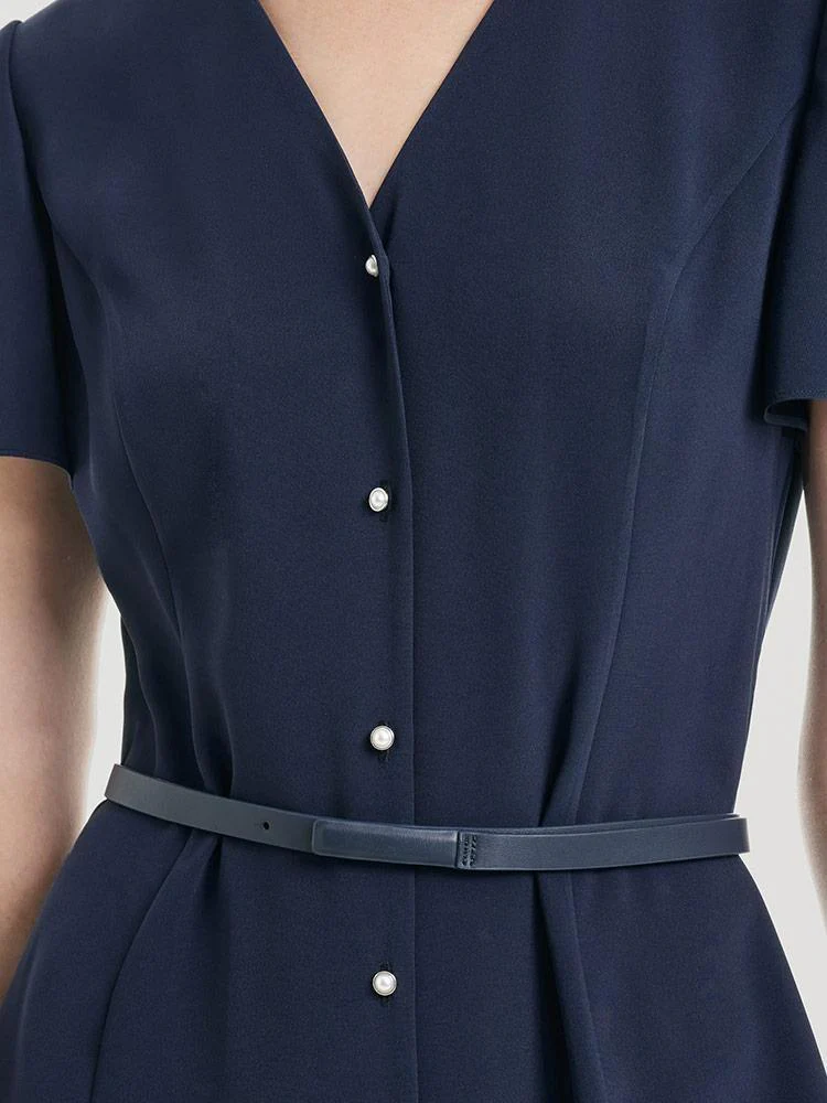 Triacetate Dress With Belt And Silk Scarf - Image 15