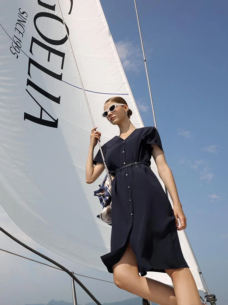 Triacetate Dress With Belt And Silk Scarf - Image 7