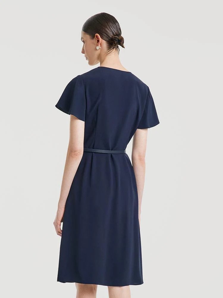 Triacetate Dress With Belt And Silk Scarf - Image 9