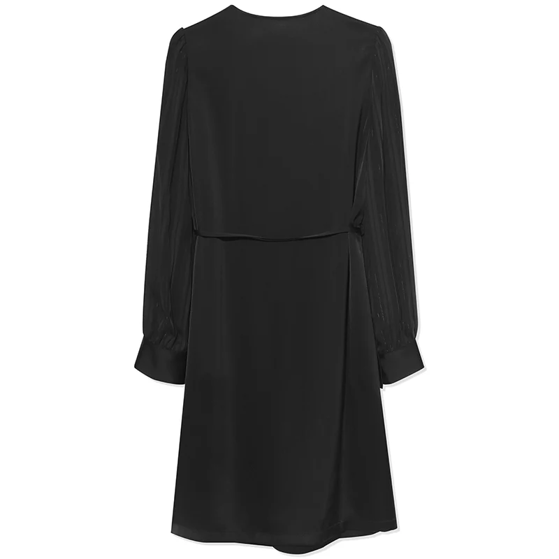 Triacetate V-Neck Long Sleeve Midi Dress - Image 6