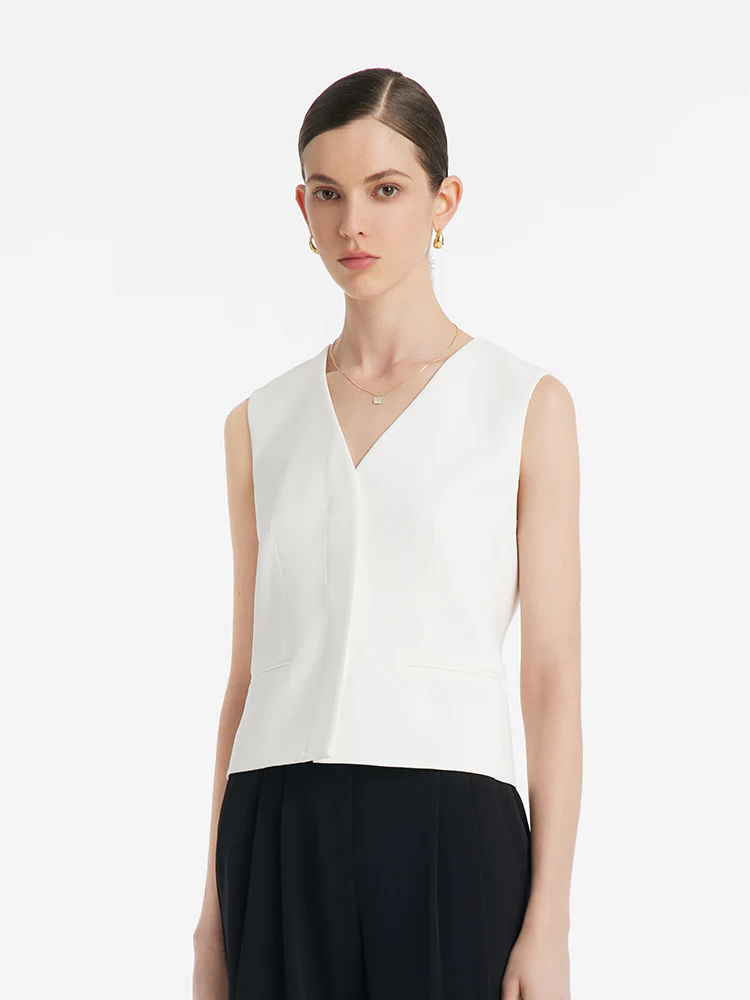 Triacetate Slim V-Neck Women Vest - Image 3