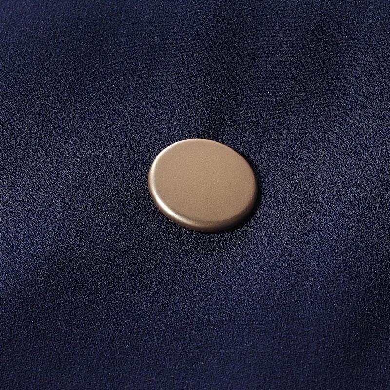Triacetate Stand Collar Gathered Waist Midi Dress - Image 5