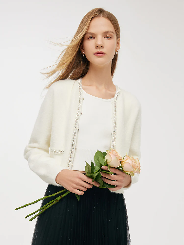 Mink-Like V-Neck Women Cardigan - Image 2