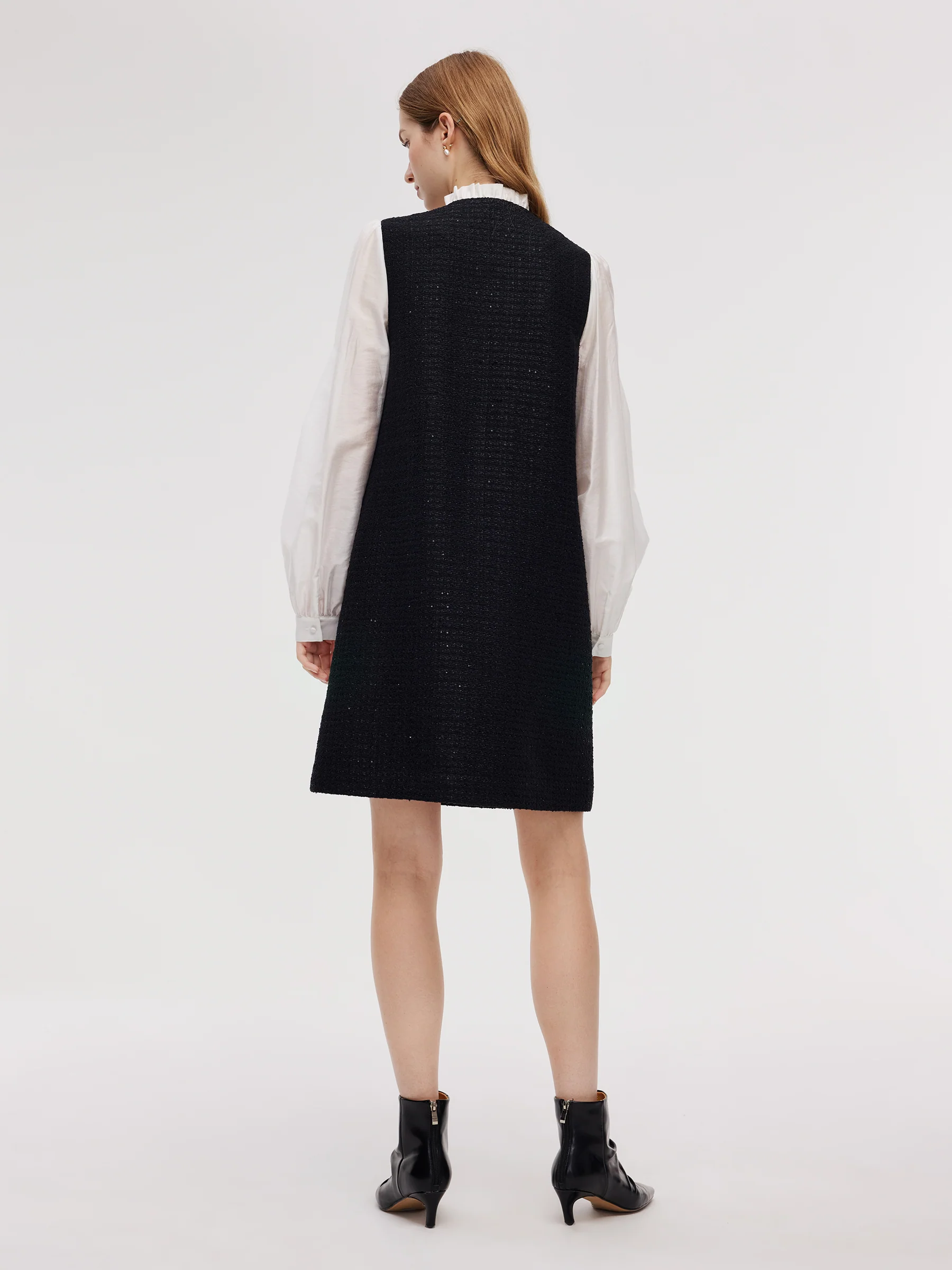 Tweed Faux Two-Piece Women Mini Dress - Image 3
