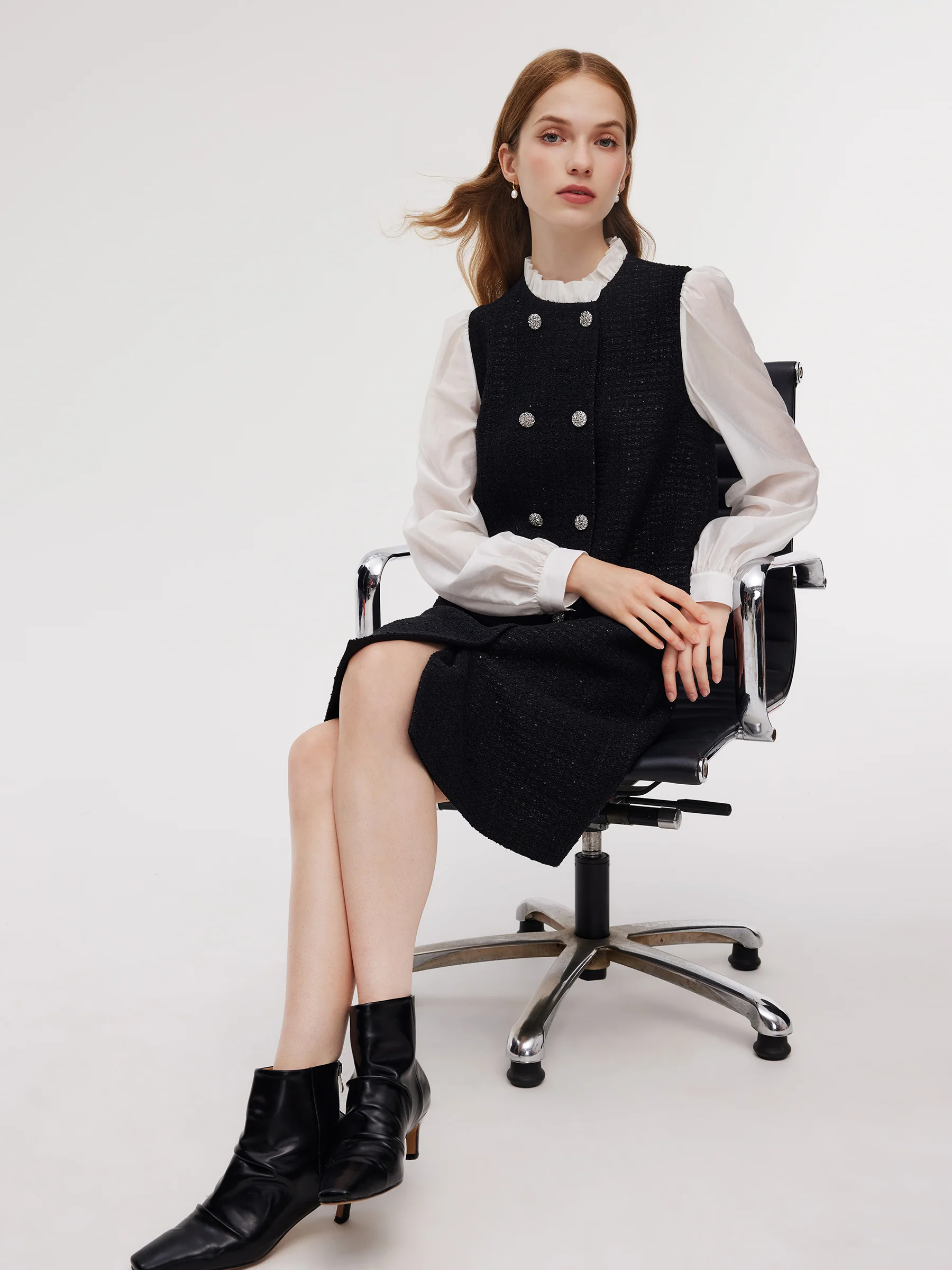 Tweed Faux Two-Piece Women Mini Dress - Image 4