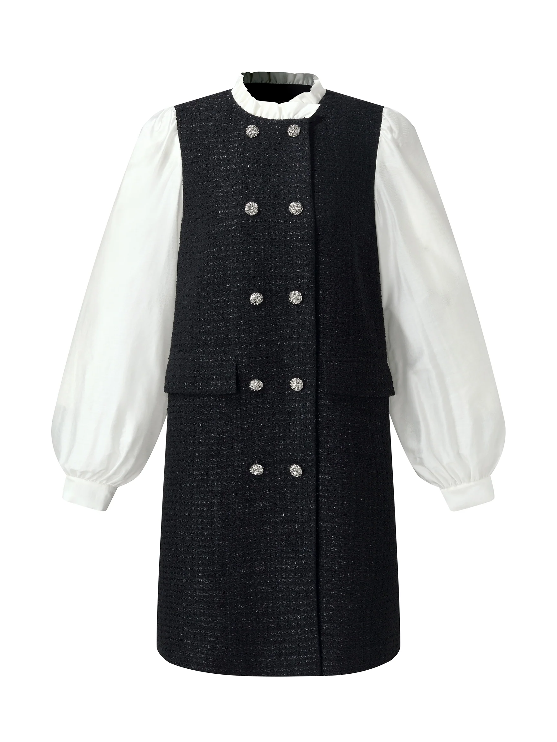 Tweed Faux Two-Piece Women Mini Dress - Image 6