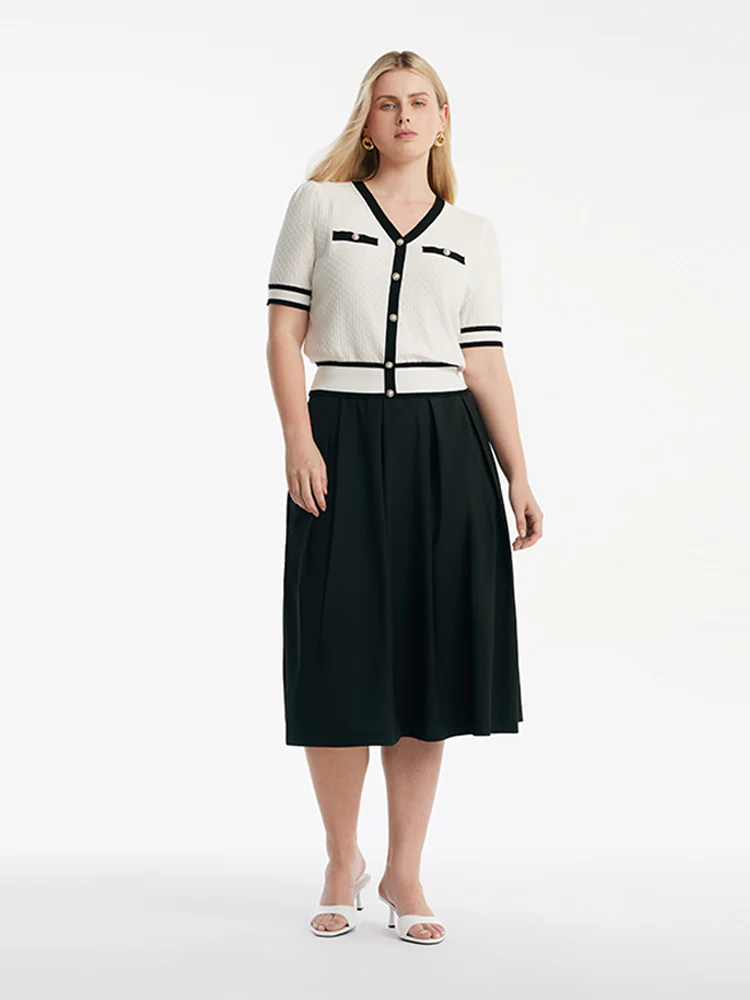 Pre-Order Classic Jacquard Knit Top And Half Women Skirt Two-Piece Set - Image 5