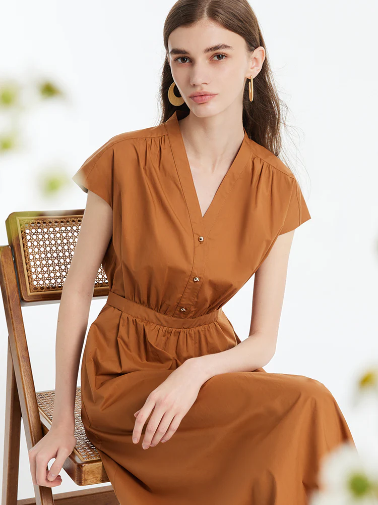 V-Neck Gathered Waist Women Maxi Dress - Image 11