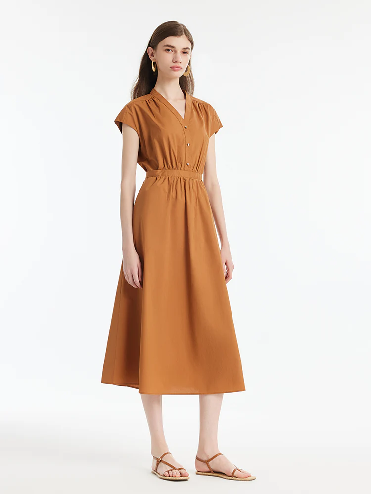 V-Neck Gathered Waist Women Maxi Dress - Image 8