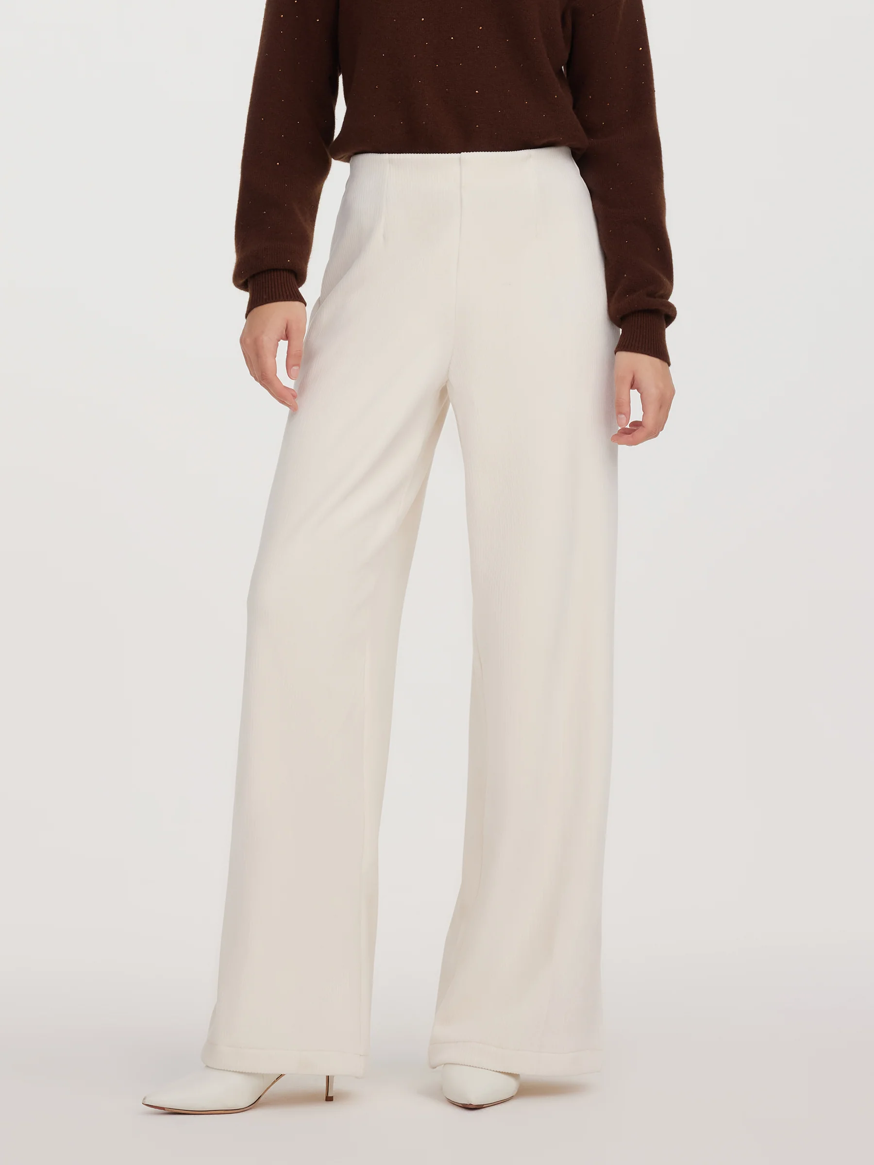 Velvet Ribbed Loose Straight Leg Women Knit Pants