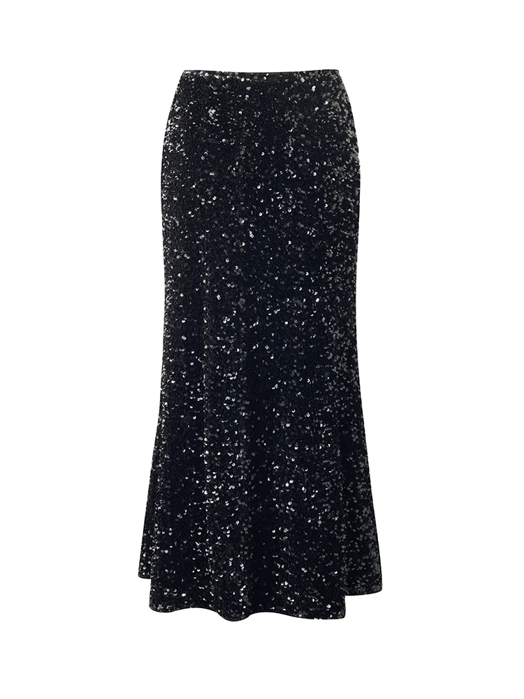 Velvet Sequins Women Mermaid Skirt - Image 7