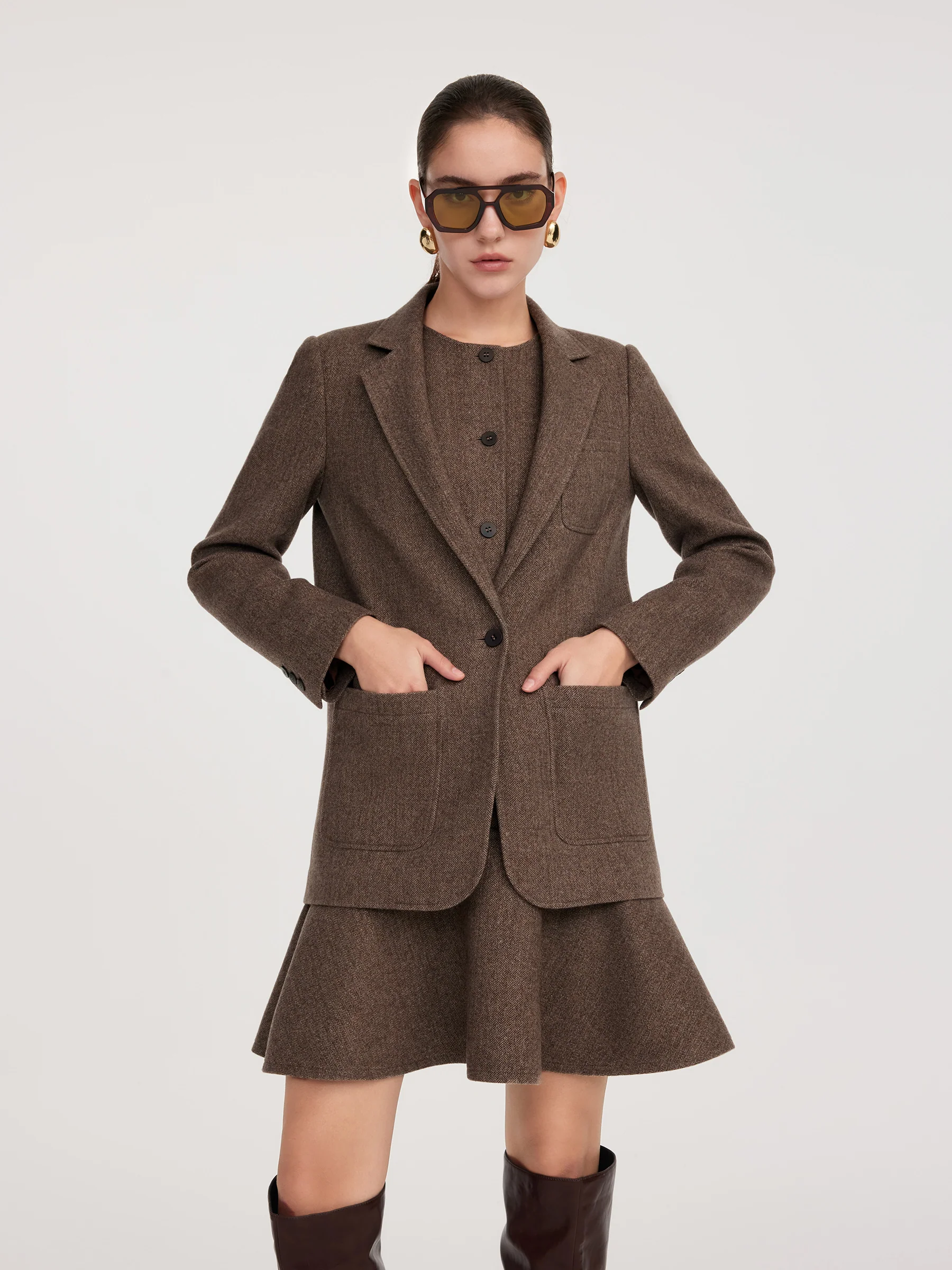 Washable Wool Blazer And Sleeveless Mini Dress Two-Piece Set - Image 6