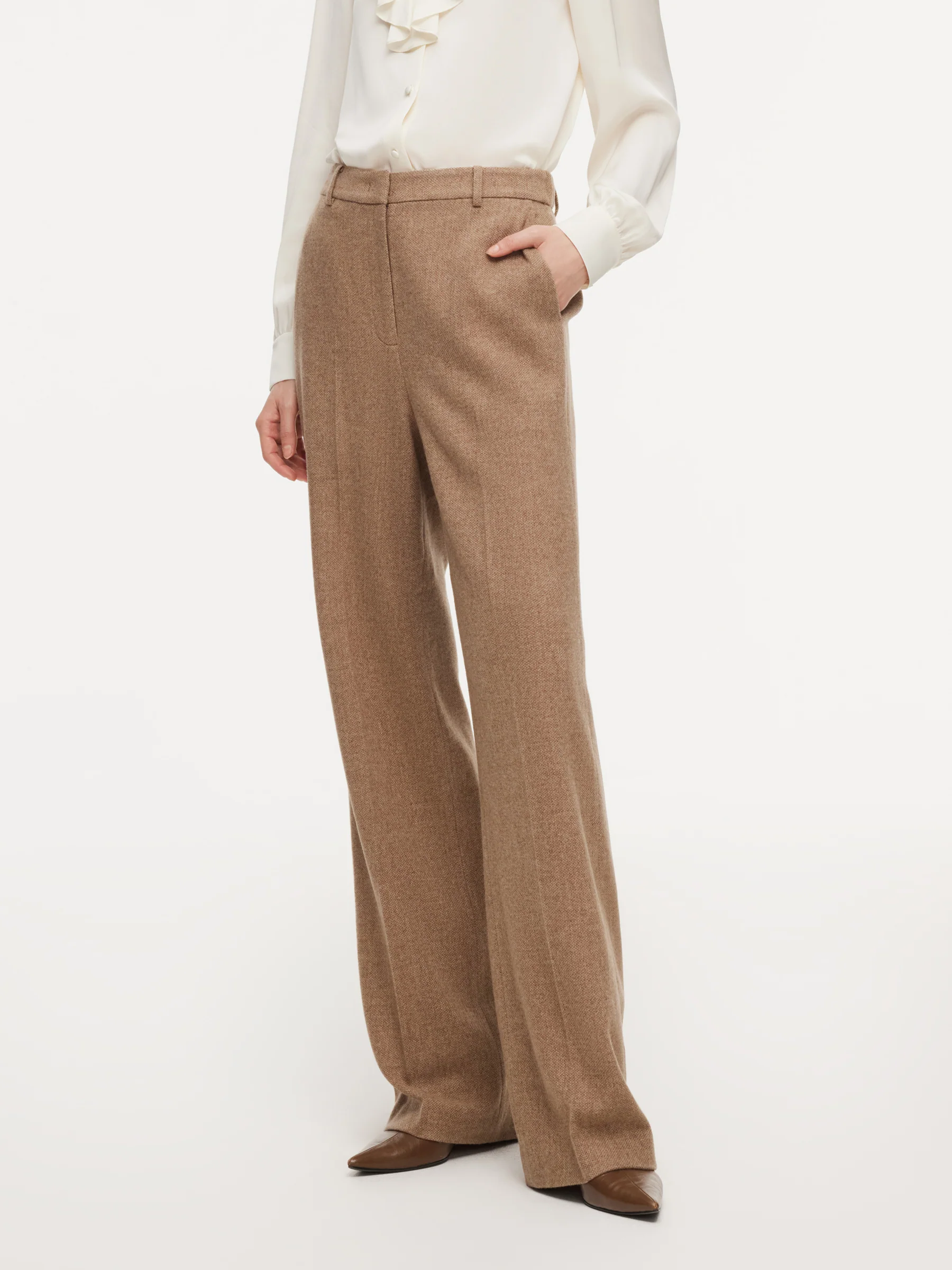 Washable Wool Cashmere Blend Straight Leg Women Pants - Image 5