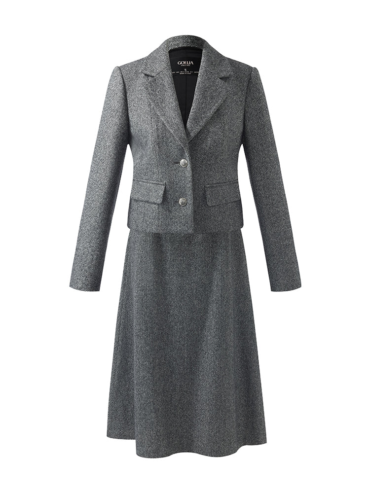 Washable Wool Crop Jacket And Half Skirt Two-piece Set - Image 7
