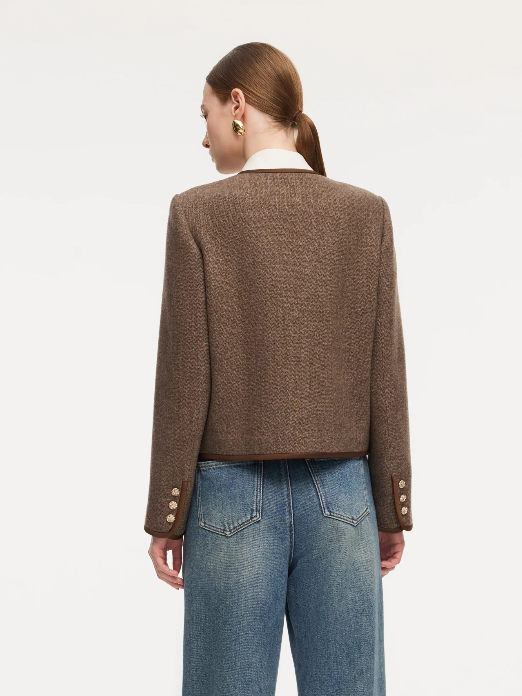 Washable Wool Single-Breasted Women Cropped Jacket - Image 4