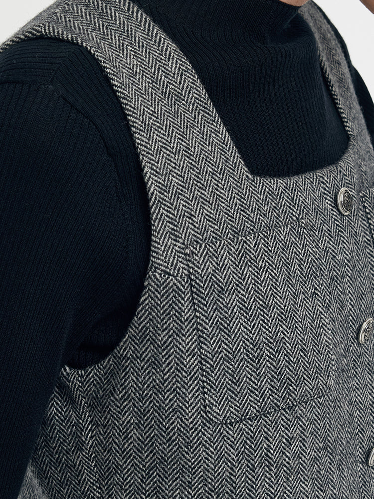 Washable Wool Vest Midi Dress And Knit Top Two-Piece Set - Image 2