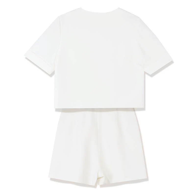White Acetate Blazer And Shorts Two-Piece Suit - Image 8