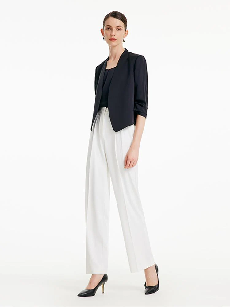 White Wide Leg Suit Pants - Image 2