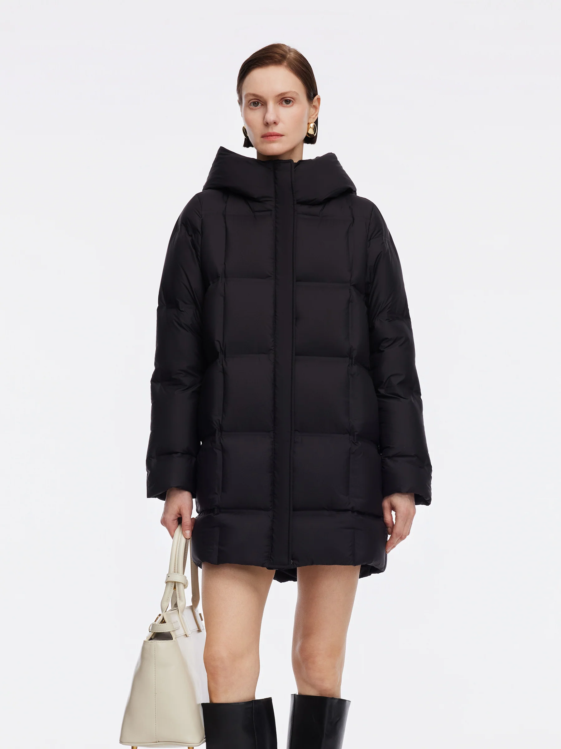 Windproof H-Line Hooded Goose Down Coat - Image 4