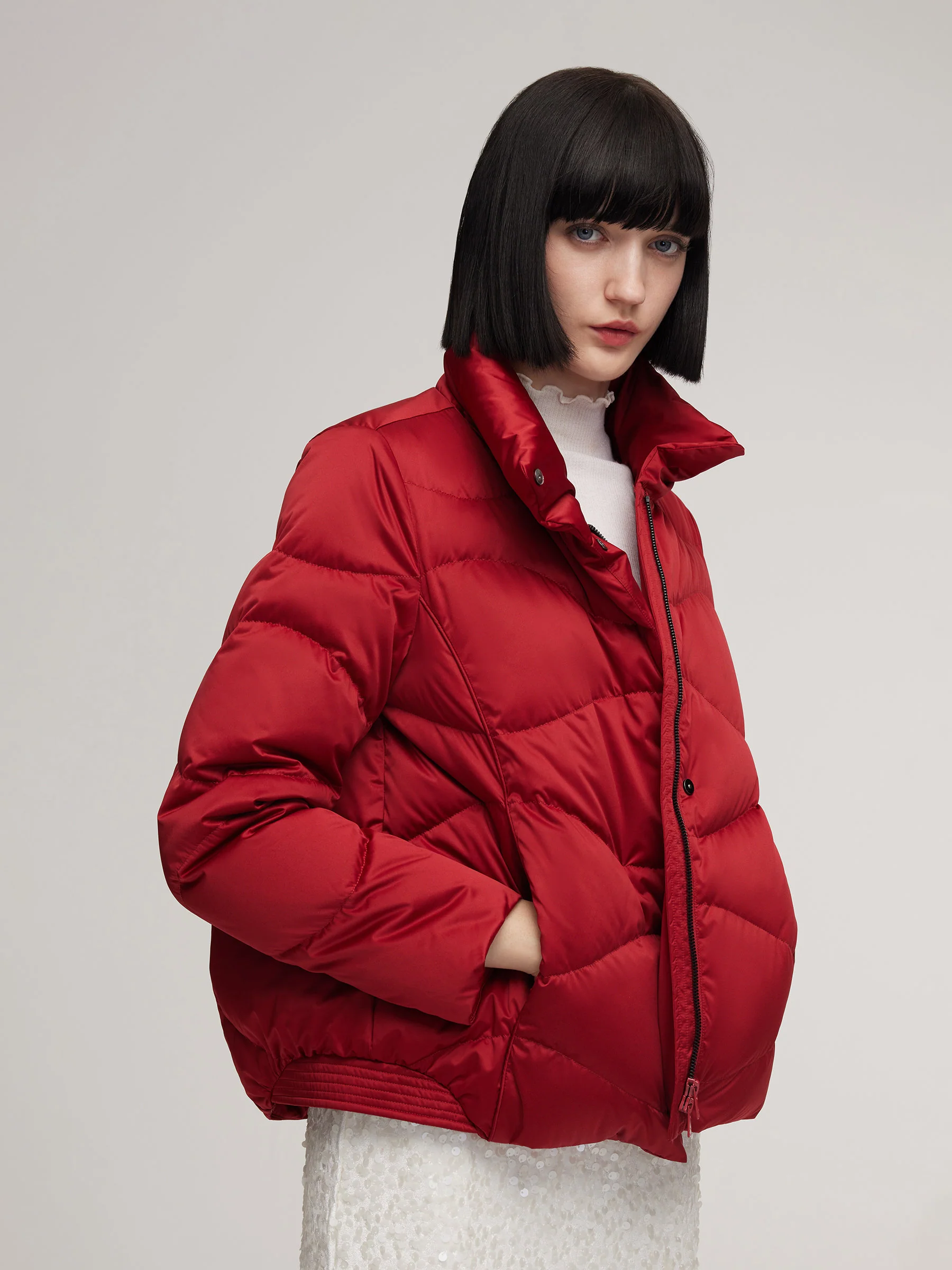 Windproof Magnetic Snap Goose Down Jacket - Image 15