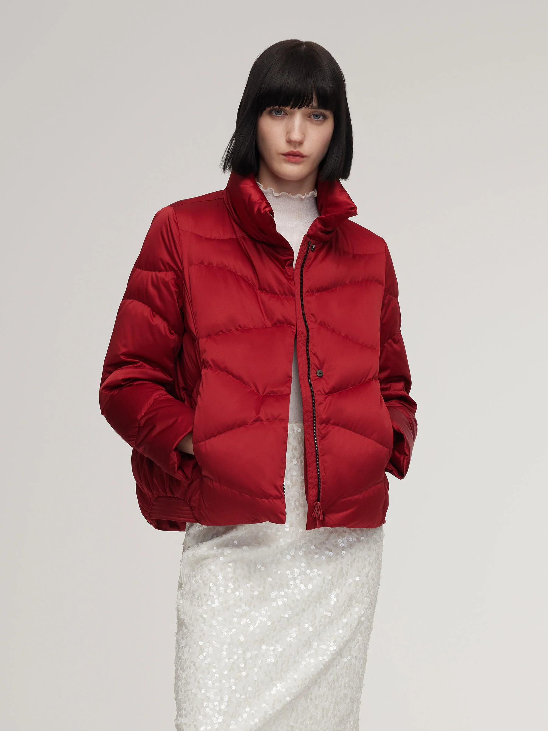 Windproof Magnetic Snap Goose Down Jacket - Image 6