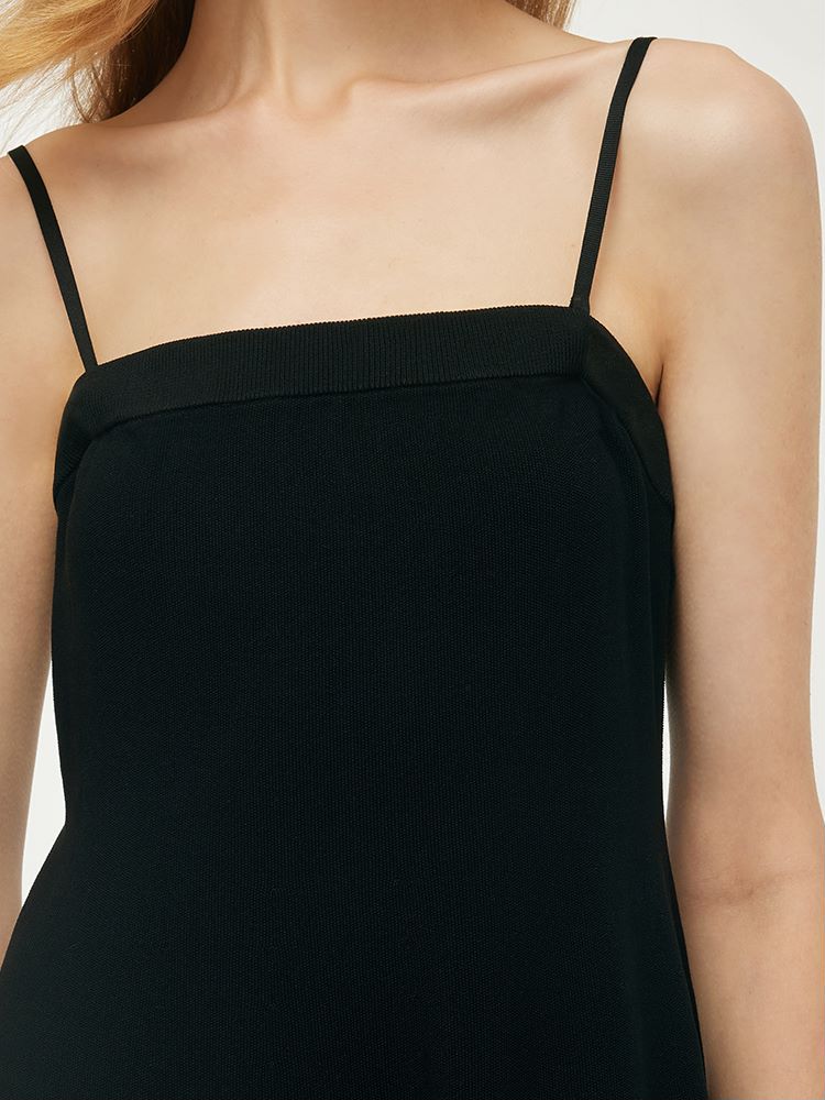 Women Knitted Detachable Spaghetti Strap Midi Dress - Image 7