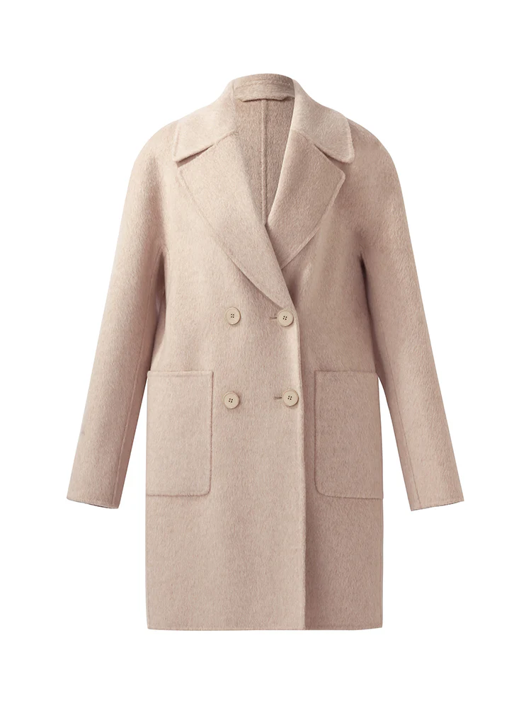 Wool Alpaca Double-Breasted Women Coat - Image 2