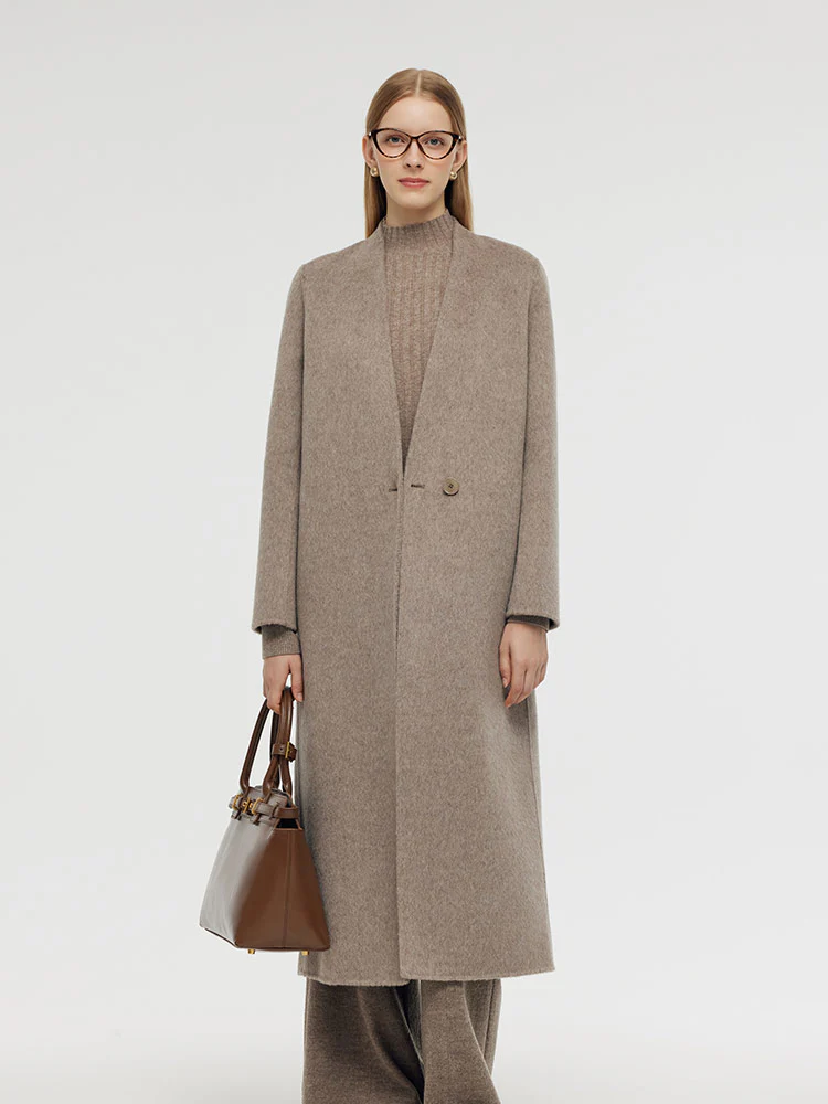 Wool Alpaca Women Overcoat With Scarf - Image 3